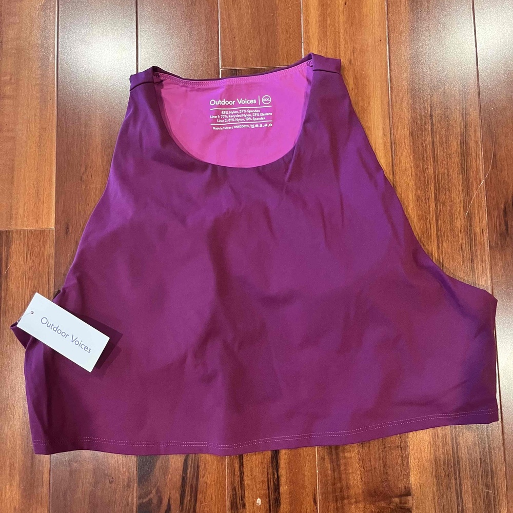 New NWT Outdoor Voices Purple Zoom Crop Top Grape Jam Sports Bra Plus XXXL‎
